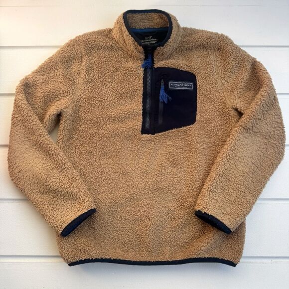 Vineyard Vines Boys Stillwater High-Pile Sherpa 1/4-Zip Jacket Lot NWOT Medium - Picture 7 of 12